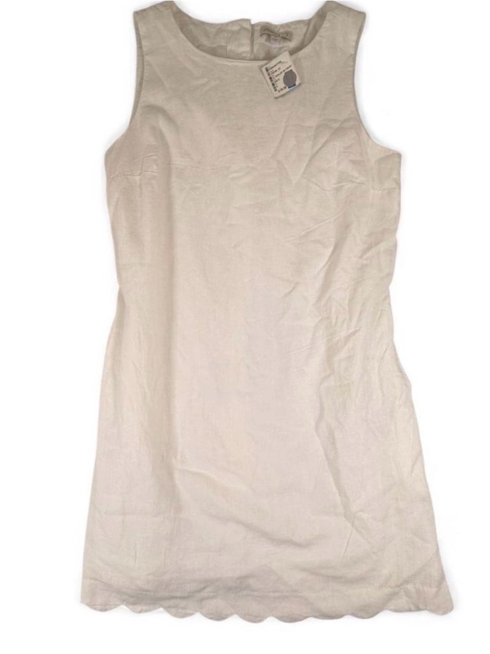 NWT crown & ivy White Sleeveless Scallop-Trim Dress